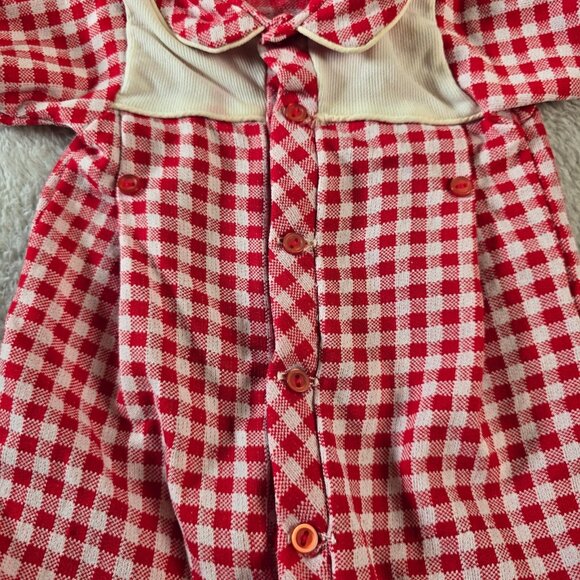 Baby Bliss Romper Size Medium Red Gingham Check Vintage Retro Summer 60s Unisex - Picture 5 of 14